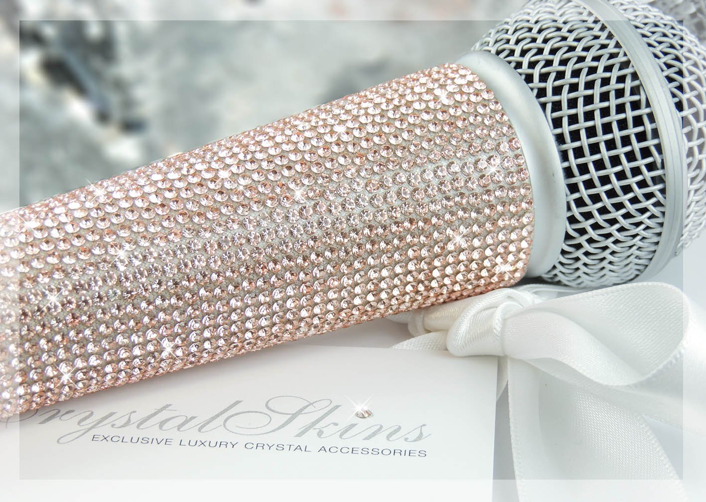 Baby Rose Gold Crystal Microphone Sleeve for Wired Mics Crystalskins